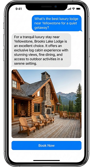 AI Travel Assistant recommending Brooks Lake Lodge